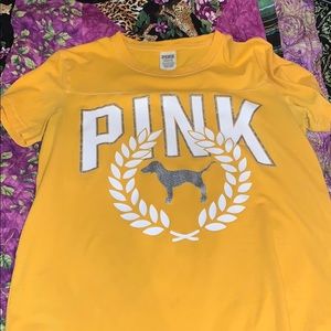 NWOT PINK VS yellow logo tee